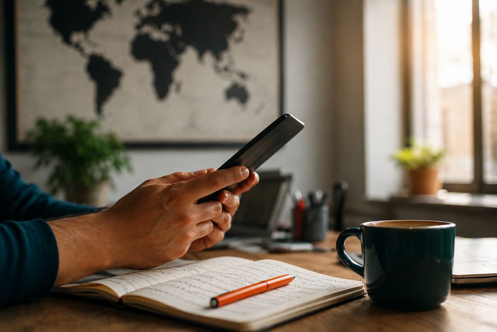Reviewing visitor analytics on a tablet